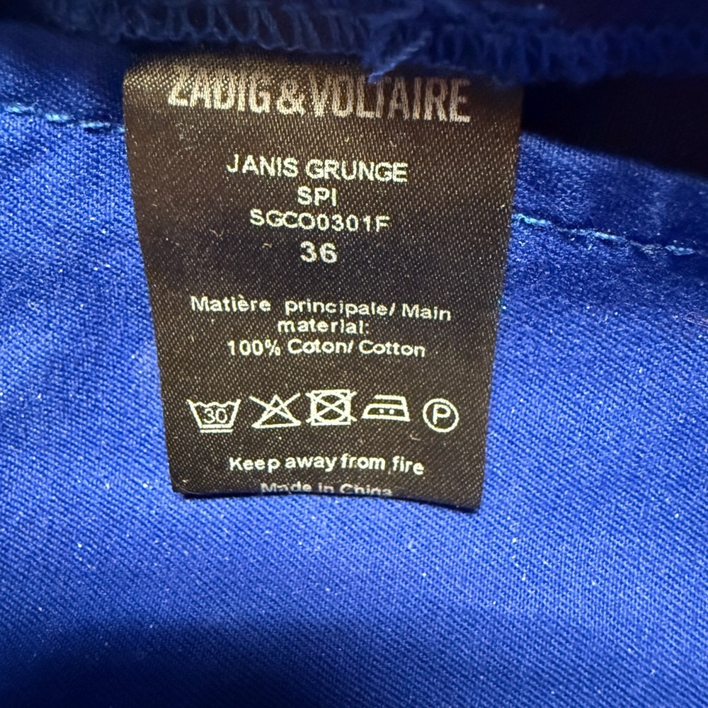 Zadig & Voltaire Sexy Janis Grunge Vibrant Blue Mini Skirt sz 36 (US4) - Picture 6 of 6